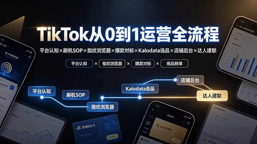 TikTok从0到1运营全流程:平台认知×刷机SOP×指纹浏览器×爆款对标×Kalodata选品×店铺后台×达人建联这是一个演示站这是一个演示站